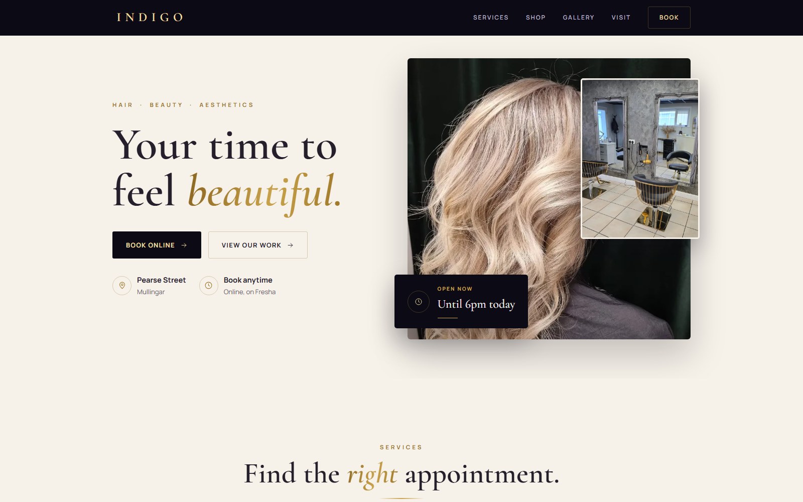 Indigo Hair & Beauty website